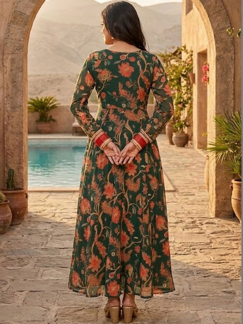 AADVIKA Women Floral Printed Floral Georgette Blend Anarkali Kurta - Image 4