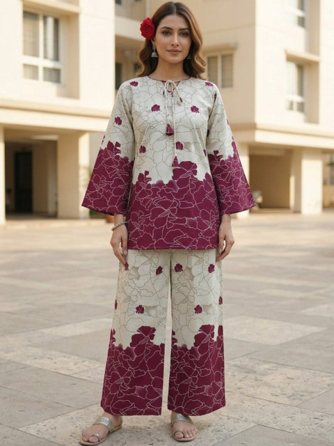 ZIVRAA Floral Printed Tunic with Palazzos