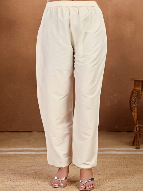 HERE&NOW Women Ethnic Motifs Embroidered Thread Work Kurta with Trousers & With Dupatta - Image 5