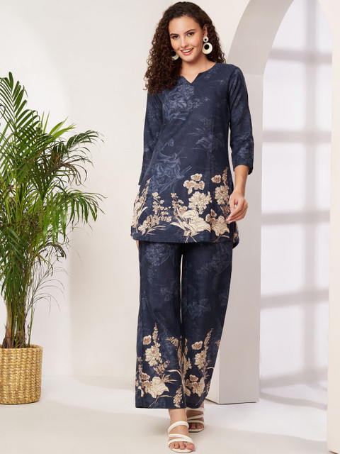 Fbella Floral Printed Tunic with Palazzos