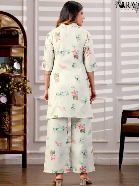 AARAYA LIFESTYLES Floral Printed Top with Palazzos - Image 2