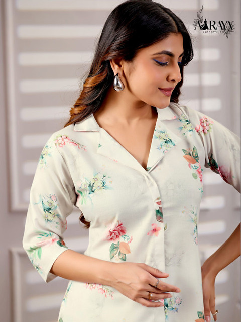 AARAYA LIFESTYLES Floral Printed Top with Palazzos - Image 4