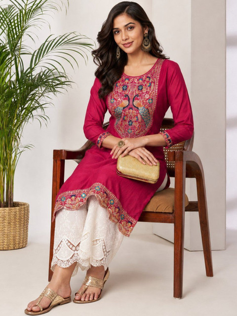 rarethread Women Embroidered Thread Work Kurta - Image 6