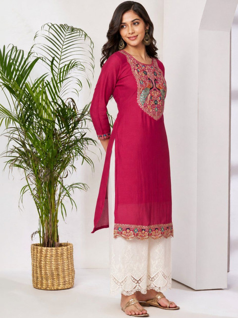 rarethread Women Embroidered Thread Work Kurta - Image 5