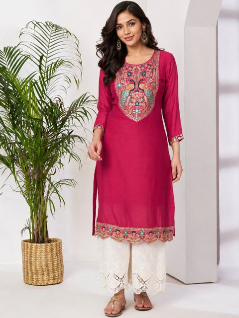 rarethread Women Embroidered Thread Work Kurta - Image 4