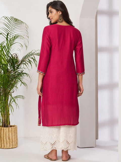 rarethread Women Embroidered Thread Work Kurta - Image 3