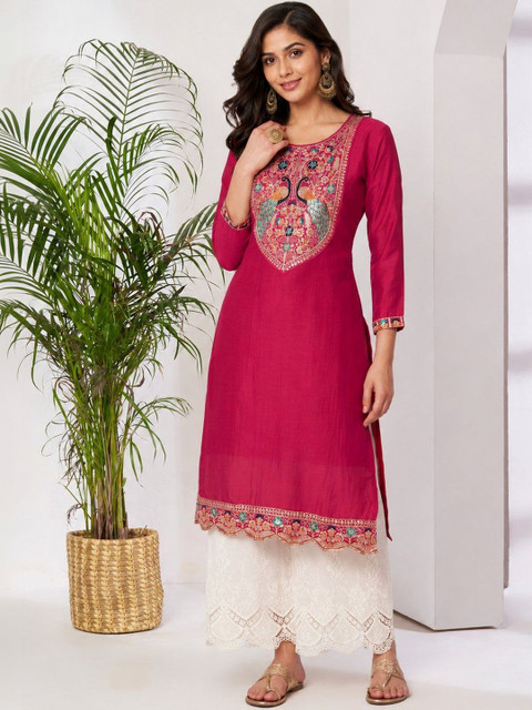 rarethread Women Embroidered Thread Work Kurta - Image 7