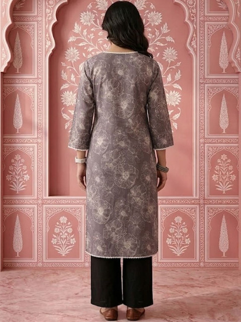 NAVYAAZRI Women Floral Printed Floral Kurta - Image 2