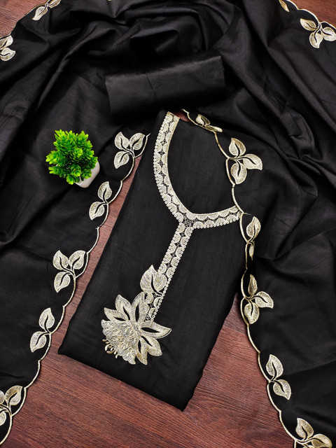 Rangtulika Ethnics Embroidered Art Silk Unstitched Dress Material
