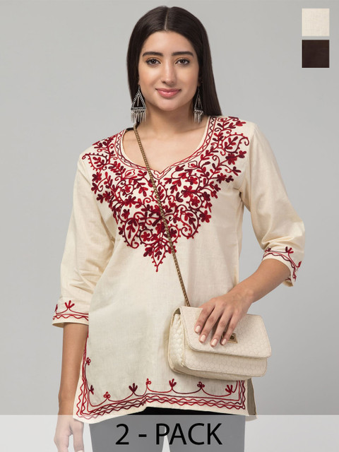 ILMA CREATION Women Ethnic Motifs Embroidered Thread Work Kurta