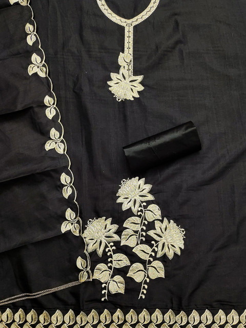 Rangtulika Ethnics Embroidered Art Silk Unstitched Dress Material - Image 3