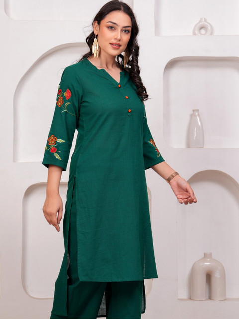 Aramya Women Floral Embroidered Thread Work Indie Prints Kurta - Image 6