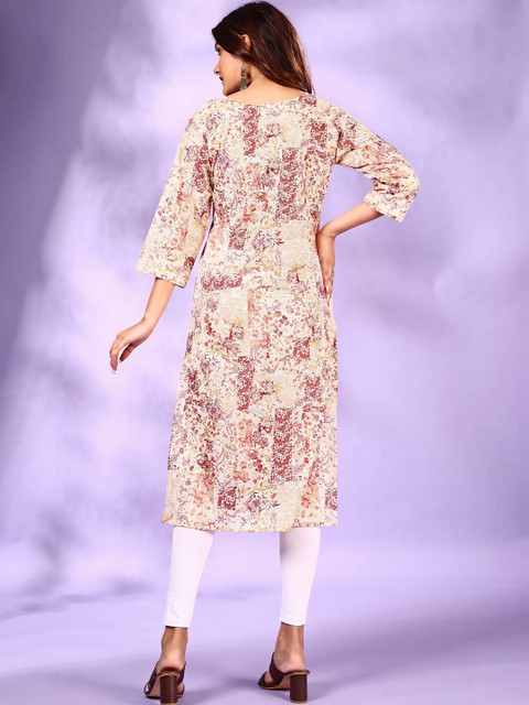 KAYABANDH Women Floral Printed Thread Work Indie Florals Kurta - Image 6