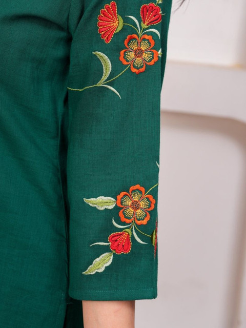Aramya Women Floral Embroidered Thread Work Indie Prints Kurta - Image 7