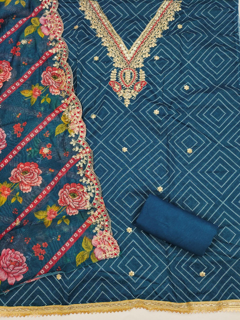 Rangtulika Ethnics Embroidered Unstitched Dress Material - Image 3