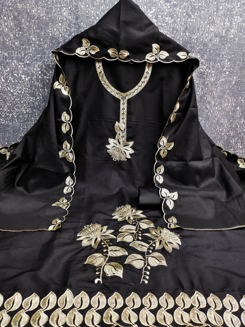 Rangtulika Ethnics Embroidered Art Silk Unstitched Dress Material - Image 2