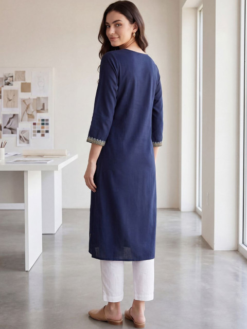 Indo Era Women Ethnic Motifs Embroidered Thread Work Indie Prints Kurta - Image 4