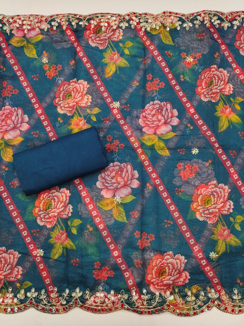 Rangtulika Ethnics Embroidered Unstitched Dress Material - Image 4