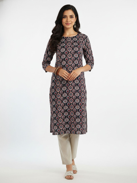 Milvia Women Ethnic Motifs Printed Indie Prints Crepe Kurta - Image 2