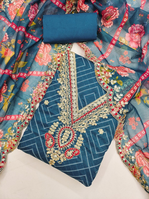 Rangtulika Ethnics Embroidered Unstitched Dress Material - Image 2