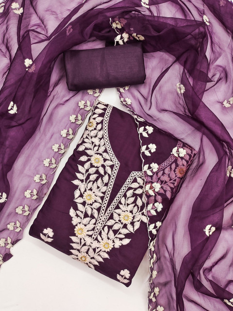 Rangtulika Ethnics Embroidered Viscose Rayon Unstitched Dress Material