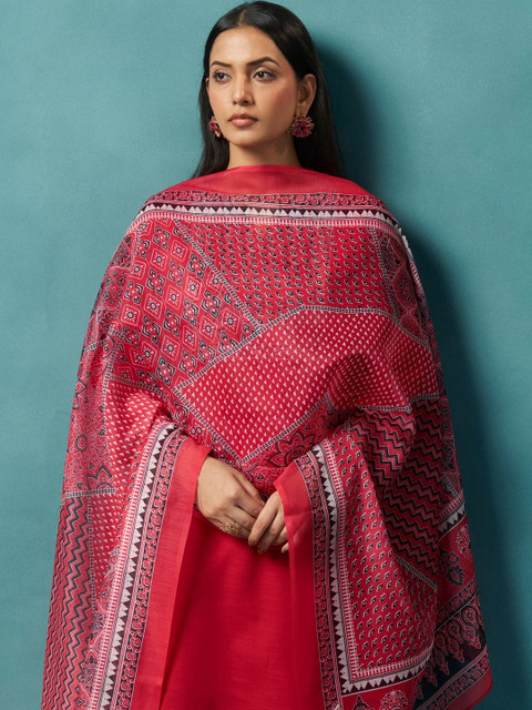 DRESOUL Women Ethnic Motifs Printed Regular Kurta with Trousers & With Dupatta - Image 6