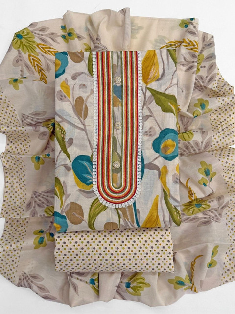 FashionsEye Printed Pure Cotton Unstitched Dress Material - Image 3