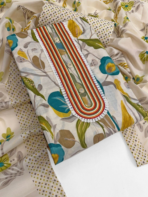 FashionsEye Printed Pure Cotton Unstitched Dress Material - Image 2