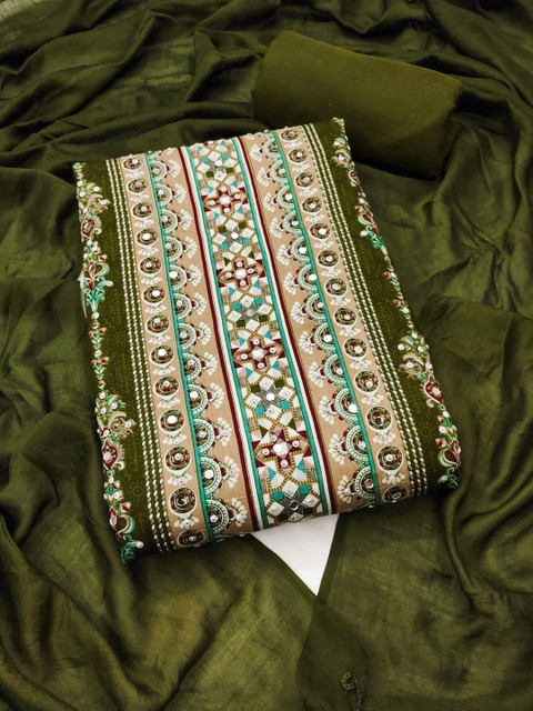 Dhaaga Ghar Embroidered Viscose Rayon Unstitched Dress Material
