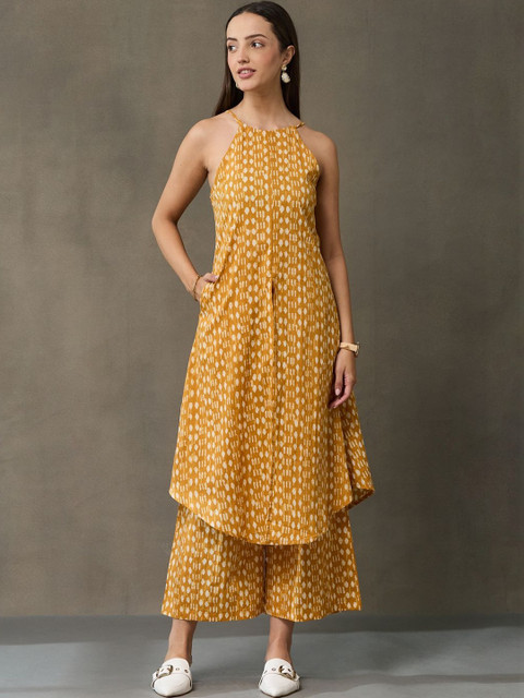 Navibhu Tailored Cotton Printed Tunic with Palazzos