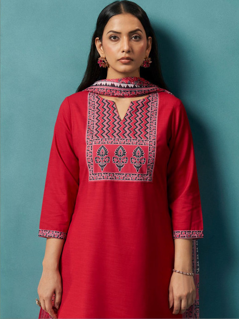 DRESOUL Women Ethnic Motifs Printed Regular Kurta with Trousers & With Dupatta - Image 4