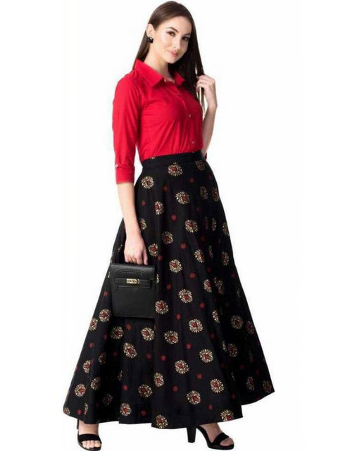Yashwani Fashion Solid Shirt with Skirt - Image 2