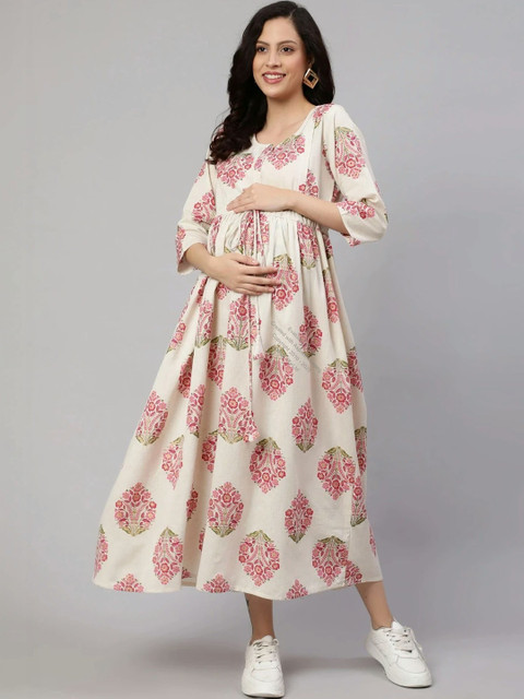 PURSHOTTAM WALA Floral Print Maternity A-Line Dress