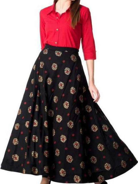 Yashwani Fashion Solid Shirt with Skirt - Image 4