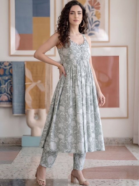 SZN Floral Cotton Printed Tunic with Trousers