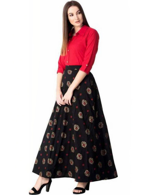 Yashwani Fashion Solid Shirt with Skirt