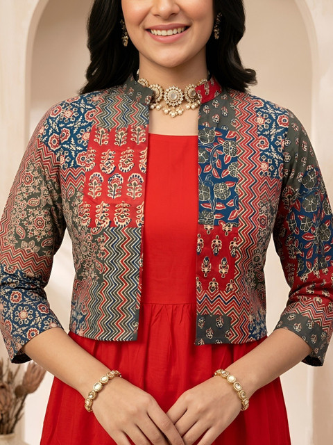 HARAYE Ethnic Motifs Print Fit & Flare Maxi Dress