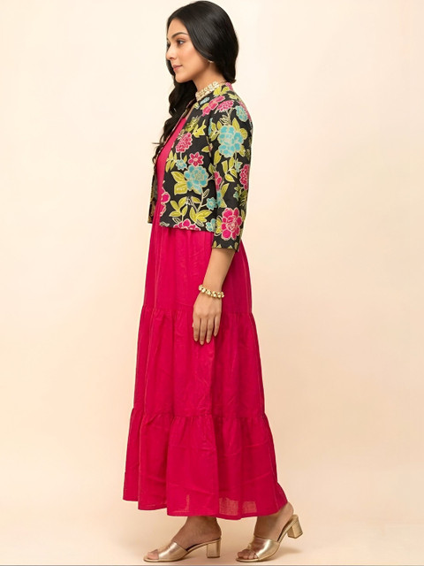 HARAYE Floral Print Empire Maxi Dress