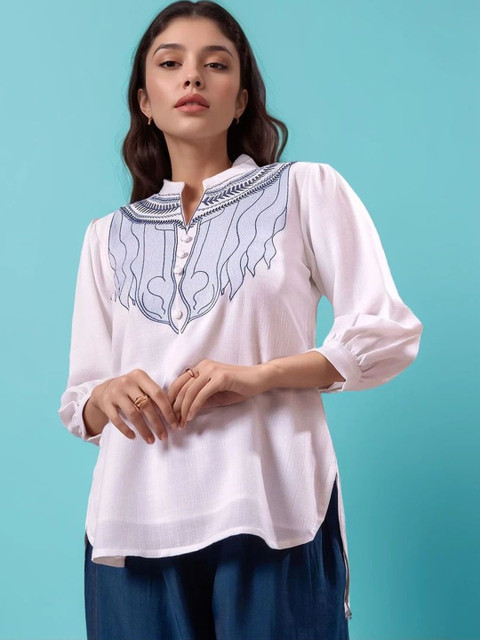 Amarasha Bohemian Embroidered Tunic with Palazzos - Image 7