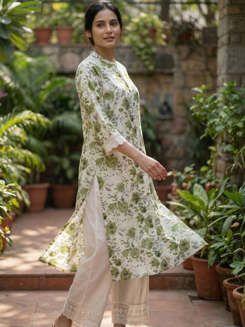The Suitable Women Floral Printed Regular Kurta with Palazzos - Image 4