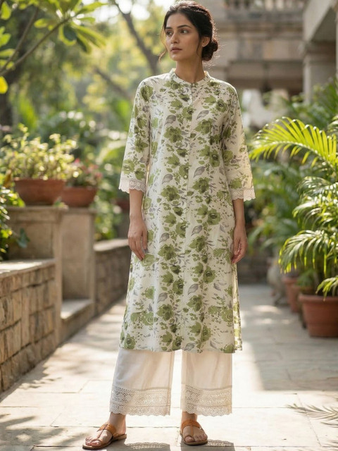 The Suitable Women Floral Printed Regular Kurta with Palazzos - Image 7