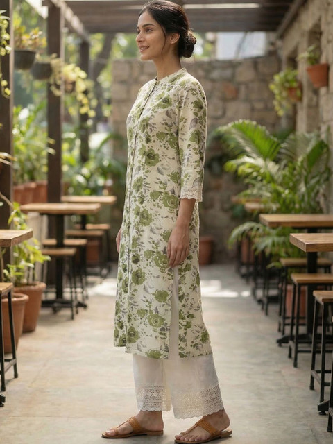 The Suitable Women Floral Printed Regular Kurta with Palazzos - Image 3