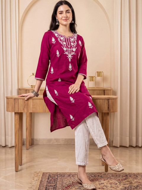 Indo Era Women Embroidered Thread Work Kurta