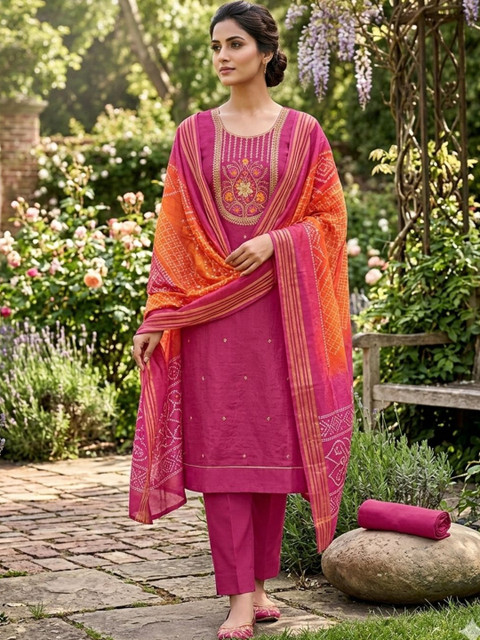 F 13 STUDIO Embroidered Pure Cotton Unstitched Dress Material
