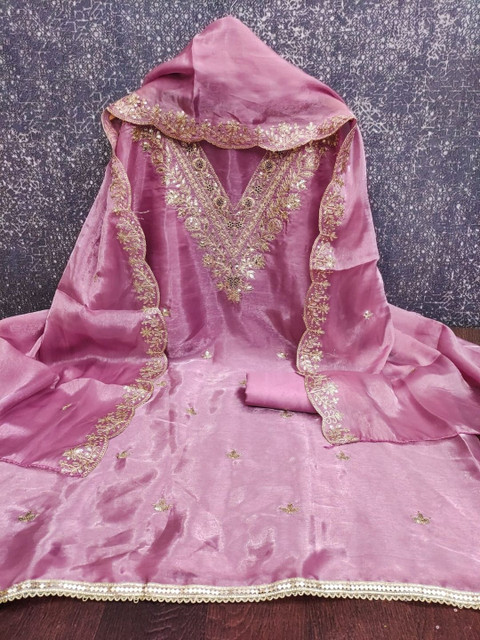 F 13 STUDIO Floral Embroidered Unstitched Dress Material - Image 3