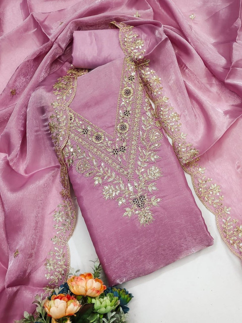 F 13 STUDIO Floral Embroidered Unstitched Dress Material - Image 2
