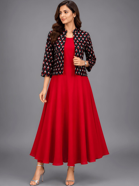 HARAYE Print Fit & Flare Midi Dress