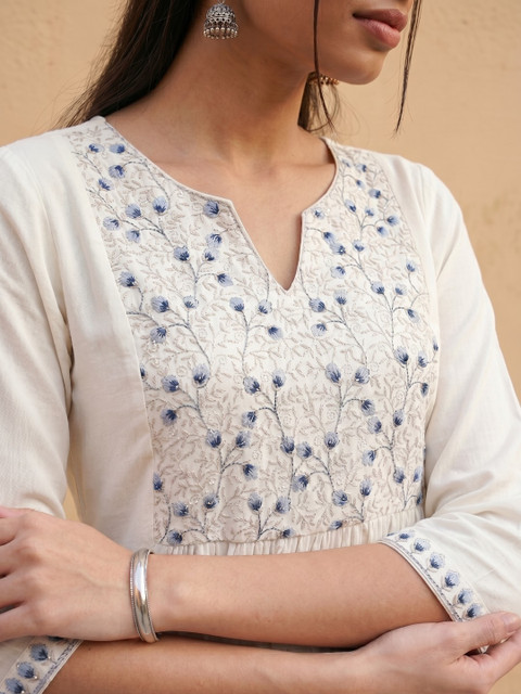 fusion by glitchez Floral Embroidered Kurta - Image 4