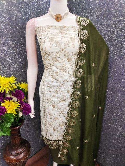 F 13 STUDIO Embroidered Pure Cotton Unstitched Dress Material - Image 3