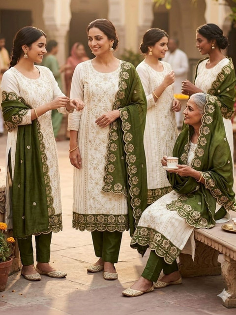 F 13 STUDIO Embroidered Pure Cotton Unstitched Dress Material